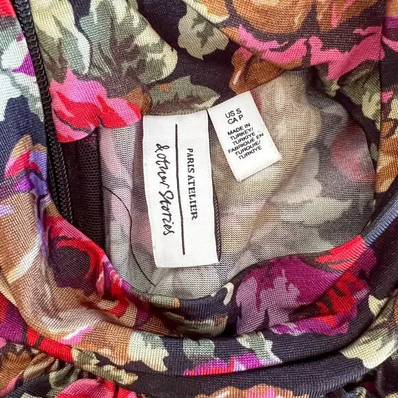 & Other Stories Black Floral Mock Neck Blouse Small - Picture 5 of 6